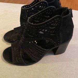 women’s black suede cutout heels made and purchased in Italy
